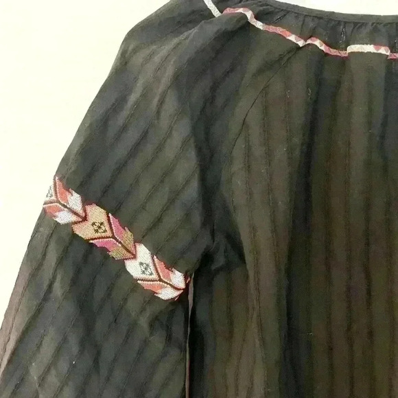 Wild Majesty, Black Bohemian Style Top, Small - Picture 5 of 7